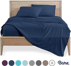 Queen Sheet Set 1800 UltraSoft Microfiber Bed Sheets Double Brushed Breathable Bedding Hypoallergenic Wrinkle Resistant Deep Pocket Queen Dark Blue