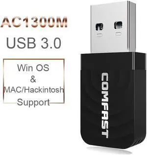 Weastlinks 2.4G/5Ghz Dual band 1300Mbps Gigabit USB Mini Portable Unlimited Receiver CF-812AC USB WiFi Adapter For PC/Desktop/Laptop Mac Os