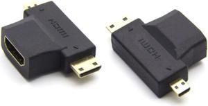Weastlinks 2PCS 3 in 1 HDMI Adapter Micro HDMI male + Mini HDMI male to HDMI 1.4 Female Cable Adapter Converter for HDTV 1080P HDMI Cables