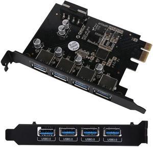 Weastlinks PCIE to 4 Port USB 3.0 PCI-e Adapter PCI Express USB3.0 4 Port HUB 5.0Gbps 19Pin FL1100 chipset Support WIN10 WIN8 MAC OS