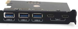 Weastlinks PCI-Express to 3 Ports USB3.0 2 Ports USB3.1 Type-C Card Internal USB 3.0 20PIN 7 Ports USB HUB PCIE to Type-c Converter Card