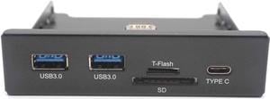 Weastlinks 2 USB 3.0 A Hub + SD + TF + Type C USB 3.1 to 20Pin Header Floppy Front Drive Panel