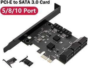 Weastlinks 6Gbps SATA 3.0 to PCI-E Controller Card 5Ports 8ports 10ports SATAIII PCIe Expansion Card PCI Express Adapter Supports RAID