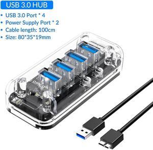 Weastlinks Transparent Series USB HUB 7 4 Port USB 3.0 Splitter with Dual Power Supply Port For Desktop Laptop Computer