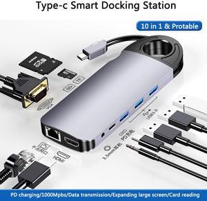 Weastlinks 10 in 1 USB HUB USB-C To HDMI/VGA/RJ45 Adapter Type-c USB 3.0 Hub PC Mobile Phone Docking Station