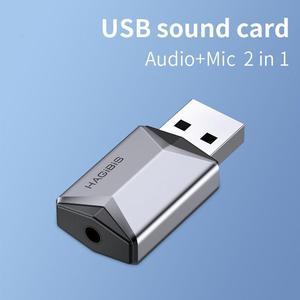 Weastlinks 2 in 1 USB Sound Card Portable External 3.5mm Microphone Audio Adapter for PC Laptop PS4/5 Earphone Speaker Windows Mac