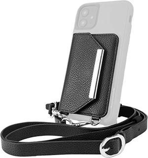 Stick-On Crossbody WalletDancing Queen Side Piece [Purse/Clutch With Detachable Strap & Card Holder]  Universal Fit For Iphone & Android PhonesStiletto Black-Silver
