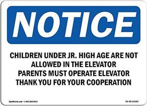 Osha Notice Sign - Children Under Jr. High Age Are Not Allowed | Rigid Plastic Sign | Protect Your Business, Work Site, Warehouse & Shop Area |  Made In The Usa