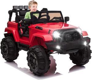 OUTTOY Kids Ride on Truck, Children Electric Ride on Car w/Parent Remote Control, 12V Battery Powered Driving Trucks Cars for Boys and Girls, Spring Suspension, MP3 Player (Red)