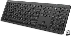 Arteck 2.4G Wireless Keyboard Stainless Steel Ultra Slim Full Size Keyboard with Numeric Keypad for Computer/Desktop/PC/Laptop/Surface/Smart TV and Windows 10/8/ 7 Built in Rechargeable Battery