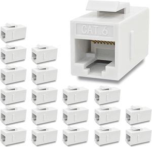 RJ45 Coupler, 20 Pack Ethernet Coupler, RJ45 Keystone Jack Cat6 Coupler Female to Female CAT 6 Ethernet Network Coupler White