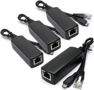 ANVISION 4-Pack Active 5V 2.4A PoE Splitter Adapter IEEE 802.3af Compliant Micro USB 48V to 5V/2.4A, for Tablets, Dropcam or Raspberry Pi, IPC, IP Camera and More
