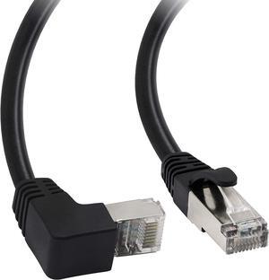 Cat5 Ethernet Cable,RJ45 Male to Male 90 Degree Internet Network LAN Cable Patch Cord for PC, Router, Modem, Printer, Xbox, PS4-1.5FT (Angle UP)
