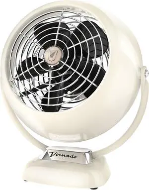 Vornado VFAN Jr. Vintage Fan, Small Metal Retro Air Circulator for Cooling & Décor, 2 Speed Settings, Adjustable Tilt, Powerful Airflow, Vintage White