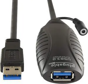 10 Meter (32 Foot) USB 3.0 Active Extension Cable with AC Power Adapter and Back-Voltage Protection