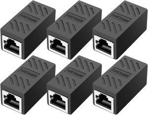 RJ45 Coupler Ethernet Coupler Inline Coupler for Cat8/ Cat7/ Cat6/ Cat5e/ Cat5 Ethernet Cable Extender Adapter for PC Router Modem PS5 Xbox Female to Female (6 Pack Black)