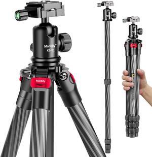 Carbon Fiber DSLR Camera Tripod Monopod Kit,Compact and Lightweight,360-degree Panoramic Ball Head Quick Release Plate,5 Seconds Quickly Invert The Center Column,for Travel Work(YS-254C)