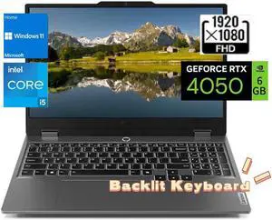 Lenovo LOQ 15IRX9 Gaming Laptop,15.6" FHD (1920 x 1080),Intel Core i5-13450HX,NVIDIA GeForce RTX4050 6 GB GDDR6,Wi-Fi 6 and Bluetooth 5.1,32GB RAM,512GB SSD,Win 11 Home