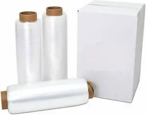 18" x 1500' 80 Gauge 4 Rolls Pallet Wrap Pre-Stretched Stretch Film Hand Shrink Wrap 1500FT