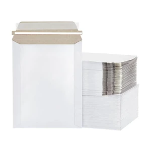 100 Pack 11x13.5 White Rigid Stay Flats Self-Seal Cardboard Envelope Mailers 11"x13.5" 100 Pack 11x13.5 White Rigid Stay Flats Self-Seal Cardboard Envelope Mailers 11"x13.5"