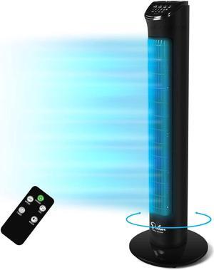 Simple Deluxe 32 Electric Oscillating Tower Fan with Remote Control for Indoor, Bedroom and Home Office, Black
