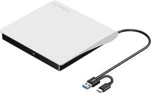 External CD/DVD Drive USB 3.0 & USB-C, Premium Portable CD DVD ROM +/- RW Optical Drive Player Reader Writer Burner for Mac MacBook Pro/Air, iMac, Windows 11/10/8/7 Laptop Desktop PC, White External CD/DVD Drive USB 3.0 & USB-C, Premium Portable CD DVD ROM +/- RW Optical Drive Player Reader Writer Burner for Mac MacBook Pro/Air, iMac, Windows 11/10/8/7 Laptop Desktop PC, White