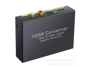 HDMI Audio Extractor HDMI to HDMI + Optical Toslink(SPDIF) + RCA(L/R) Stereo Analog Outputs Video Audio Splitter Converter Support 4K@30Hz 1080P Full HD 3D