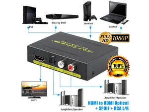 HDMI to HDMI + SPDIF + RCA L / R Audio Extractor Converter (HDMI input,HDMI+ Audio output) Support 4K@30Hz 1080P Full HD 3D