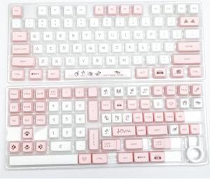 Ruth's sister PBT Keycaps 141 Keys Cute Cat Keycaps Dye Sublimation MDA Profile For MX Switch Gaming Mechanical Keyboard Pink Cute Keycaps