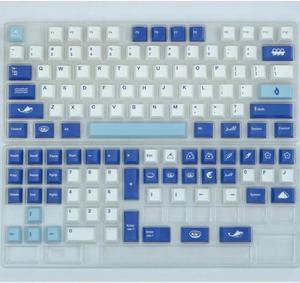 129 Keys Beach Keycaps Profile PBT Dye Sublimation Blue White Keycaps For MX Switch GK61 GK64 GK87 Mechanical Keyboard