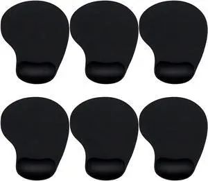 6 Pieces Mouse Pad with Wrist Rest Gel Black Comfortable Computer Mouse Wrist Pad Gel for Laptop Gaming Desk Office