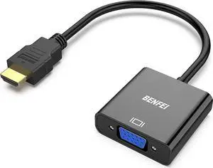 HDMI to VGA Gold-Plated HDMI to VGA Adapter (Male to Female) Compatible for Computer Desktop Laptop PC Monitor Projector HDTV Chromebook Raspberry Pi Roku Xbox and More - Black