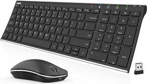 2.4G Wireless Keyboard and Mouse Combo HW193MW162 Stainless Ultra Slim Full Size Keyboard and Ergonomic Mouse for Computer Desktop PC Laptop and Windows 11/10/8/7 Build in Rechargeable Battery