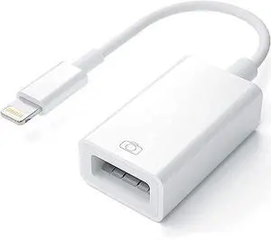 Lightning to USB Camera Adapter USB 3.0 OTG Cable for iPhone/iPad to Connect Card Reader USB Flash Drive U Disk Keyboard Mouse Hubs MIDI Plug & Play (White)