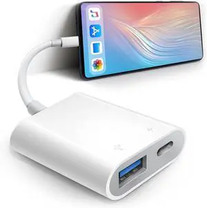 USB Adapter for iPad/iPhone Lightning to USB Female OTG Adapter Compatible with SD Card Reader/USB Flash Drive/Microphone/Hard Disk and MIDI Plug & Play