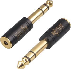 2-Pack Gold Plated 6.35mm (1/4) Male to 3.5mm (1/8) Female Stereo Audio Jack Adapter - Pure Copper TRS Plug with Aluminum Shell for Headphones Amp Guitar Digital Piano Speaker