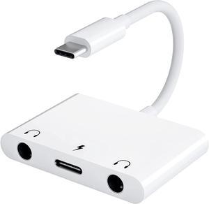 USB C to 3.5mm Audio Adapter 3 in 1 Aux to USB C Headphone Splitter Dual 3.5mm Audio Jack and PD 60W Fast Charging Compatible for iPhone 15 16 Galaxy S22 S21/Note 20 Pixel 4 3 XL  etc
