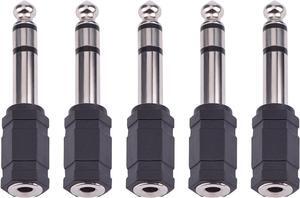 eBoot 6.35mm to 3.5mm Adapter 6.35 mm (1/4 Inch) to 3.5 mm (1/8 Inch) Adapter Female Stereo Audio Earphone 5 Pieces Black