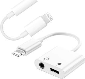 Lightning to 3.5mm Headphones Dongle Jack Compatible with iPhone 2 in 1 Headphone Adapter and Aux Audio Adapter + Charger Cable Splitter Bundle Compatible with iPhone 14 13 12 11 XS XR X 8 7