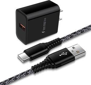 Quick Wall Charger Block 3A Android Phone Brick,9FT Fast Charging USB Type C Cable Power Cord for Samsung Galaxy S25 Ultra A32 A52 Z Flip Fold 6 5 4 A14 A15 A13 5g A53 S24 S23 S22 S21 FE S20 A12 A54