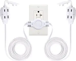Kasonic 12 Feet Twin Extension Cord Power Strip, 6 Feet on Each Side, 6 Polarized Outlets with Safety Cover, Double Extension Cord Splitter for Indoor Use, ETL Listed Kasonic 12 Feet Twin Extension Cord Power Strip, 6 Feet on Each Side, 6 Polarized Outlets with Safety Cover, Double Extension Cord Splitter for Indoor Use, ETL Listed