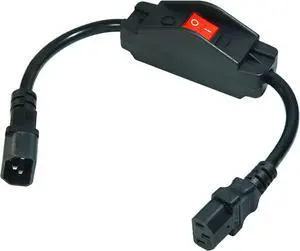 IEC 320 C14 to C13 Heavy Duty Short Power Cord with On-Off Switch,Standard Computer Power Extension Cord, 3Pin Male -Female Extension Cord with Inline Cord Switch, 42CM, Black