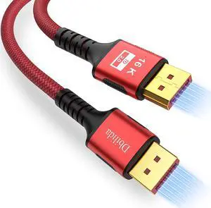 VESA Certified DisplayPort 2.1 Cable 6.6ft, 16K DP 2.0 Cable Supports 80Gbps, 16K@60Hz, 8K@120Hz, 4K@240Hz/165Hz, 2K@360Hz HDR, HDCP2.2, 3D, ARC for TV, Gaming Monitor