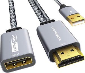 HDMI to DisplayPort Adapter 4K@60Hz [Braided High Speed] HDMI Male to DP Female Converter Cable Compatible for PC Graphics Card Laptop Mac Mini NS PS5/4 Xbox One/360