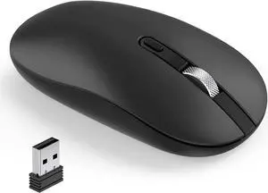 Wireless Mouse for Laptop Slim Silent Mouse 2.4G Portable Computer Mice with USB Receiver Metal Scroll Wheel for Laptop Notebook PC MacOS Windows - Black Wireless Mouse for Laptop Slim Silent Mouse 2.4G Portable Computer Mice with USB Receiver Metal Scroll Wheel for Laptop Notebook PC MacOS Windows - Black