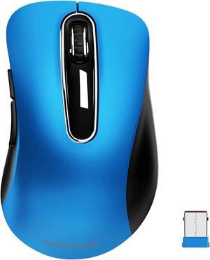 2.4G Wireless Mouse, 1200 DPI Mobile Optical Cordless Mouse with USB Receiver, Portable Computer Mice Wireless Mouse for Laptop, PC, Desktop, MacBook, 5 Buttons, Blue