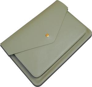 Leather Laptop Sleeve 13 Inch Compatible for New 13inch MacBook Air New 13 MacBook Pro  XPS 13 Color Grey Green