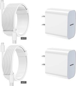 iPhone Charger fast charging APPLE MFi Certified 2 pack Apple Type C Wall Charger Block with 2 pack 6FT10FT Long USB C to lightning cable for iPhone 14131212 Pro Max11Xs MaxXRXAirPods Pro