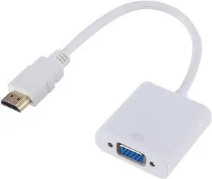HD 1080P HDMI to VGA Cable Converter with Audio Power Supply HDMI Male to VGA Female Converter Adapter for Tablet Laptop PC TV (White)