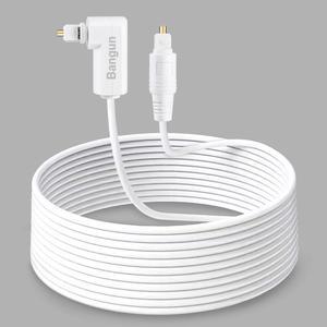 100 feet White Optical Audio Cable, Slim 90 Degree Digital Audio S/PDIF Toslink Cord, Right Angle Fiber Optic Audio Cable for Sound Bar/TV/PS6/Xbox/Home Theater